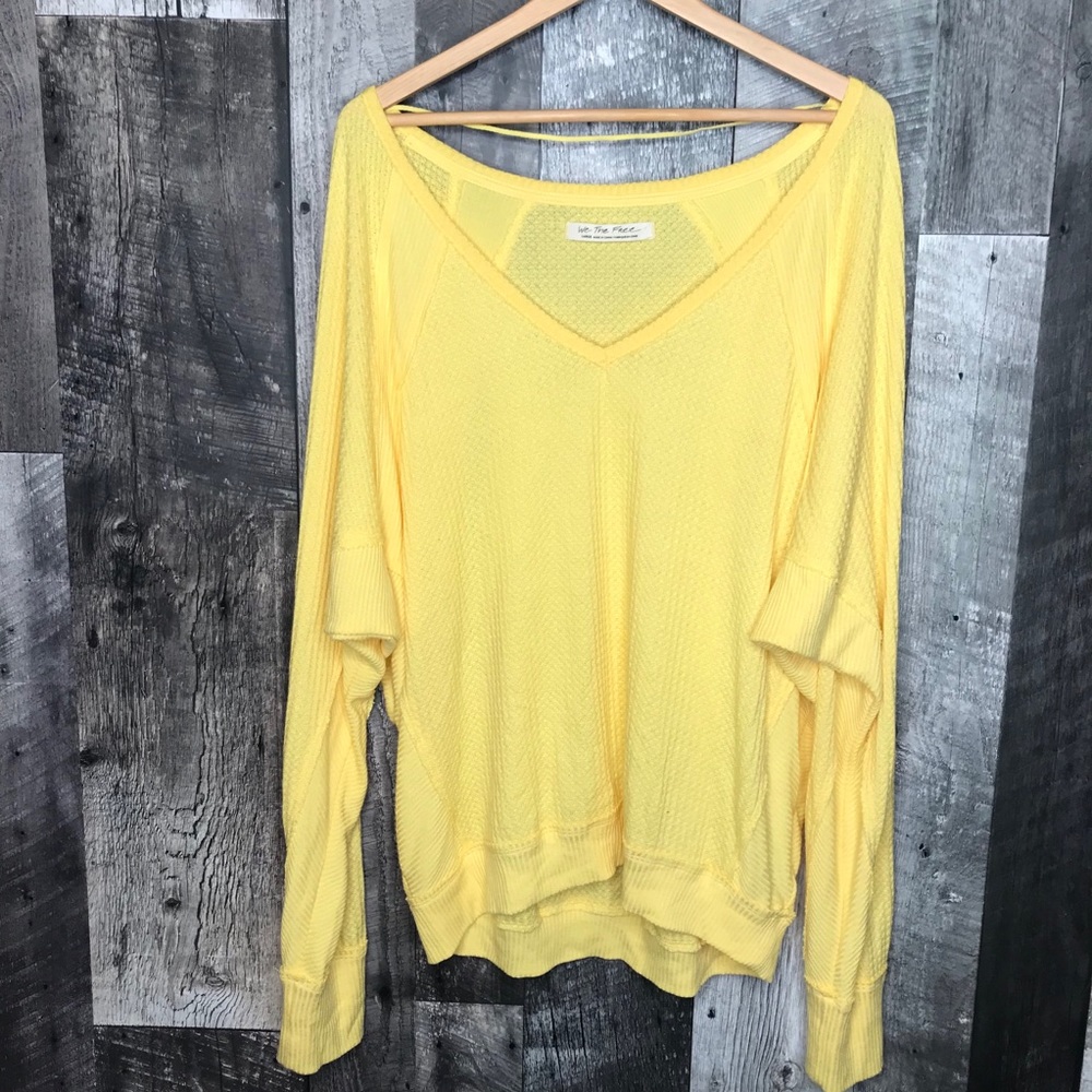Free People Thermal V Neck Slouchy Shirt